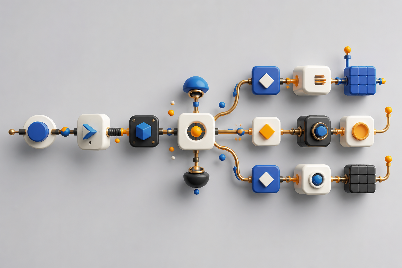 Connected modules illustrating business process automation